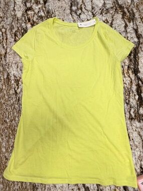 No Boundaries Women’s Size Large Neon Yellow Cap Sleeve Scoop Neck T-Shirt